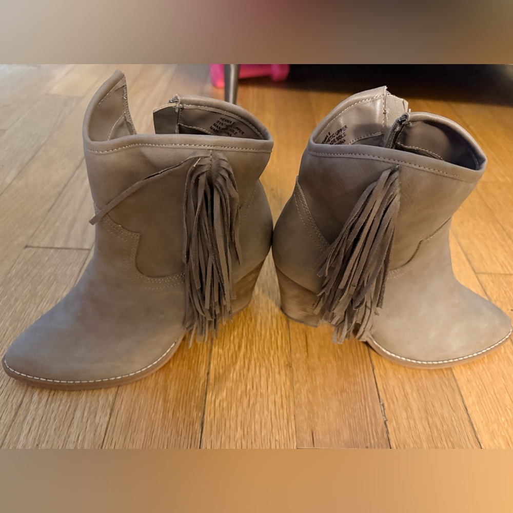 Zigi Soho Taupe Fringe Ankle Booties